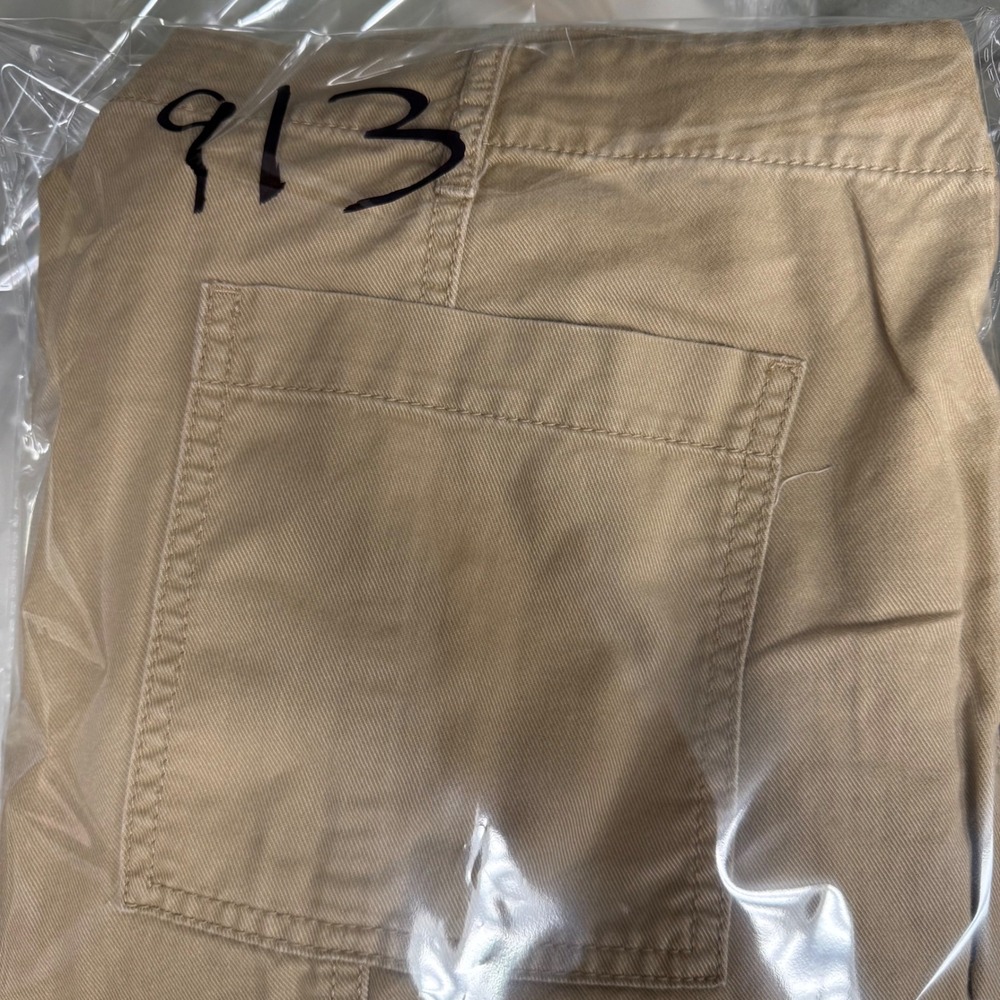 Loft Womens Tan Khaki Wide Leg Utility Seam Front Pants Sz 14 High Rise Trouser - Picture 7 of 7